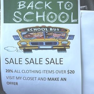 COPY - COPY - Back to school special 20% off clothing and shoes over $20